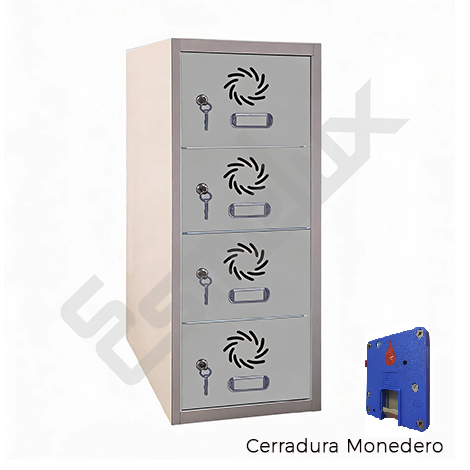 Casilleros peque�os o mini taquillas con cerradura monedero. Locker 4 x 1