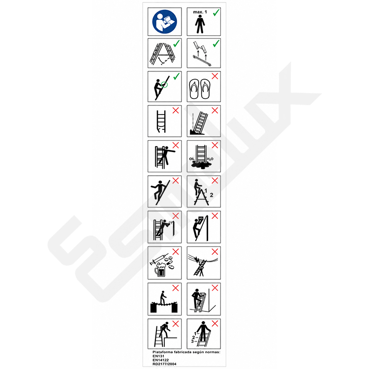 Etiqueta de usos taburete de aluminio