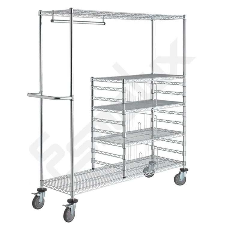 Estanter�a cromada parab�n con asa, colgador y estantes con separadores