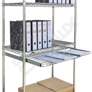 Estanter�a cromada con un estante extra�ble para archivos