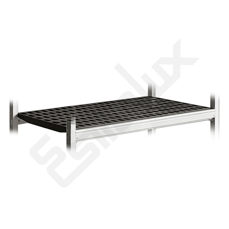 Estantes higi�nicos con bandeja de polipropileno y bastidores de aluminio