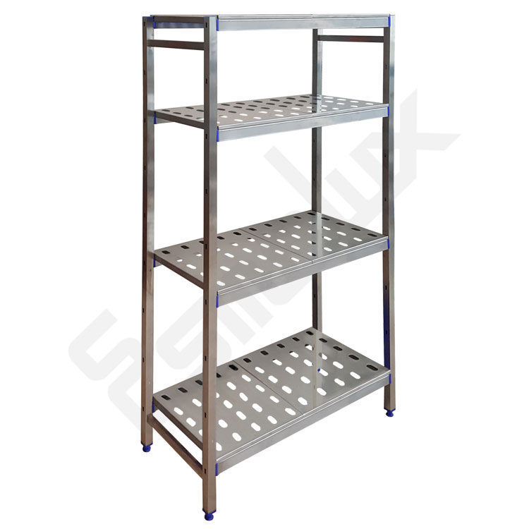 Estanter�a de acero inoxidable 1400 x 300 x 1800 mm, 4 estantes perforados higi�nicos