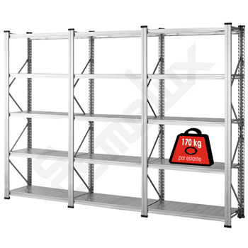 Estanter�as met�licas con capacidad de carga de hasta 170 kg por estante