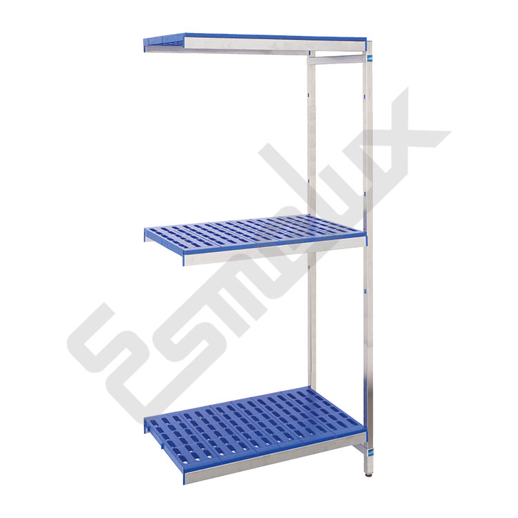Estanter�a INOX modular para alimentaci�n y restauraci�n con 3 estantes de polipropileno