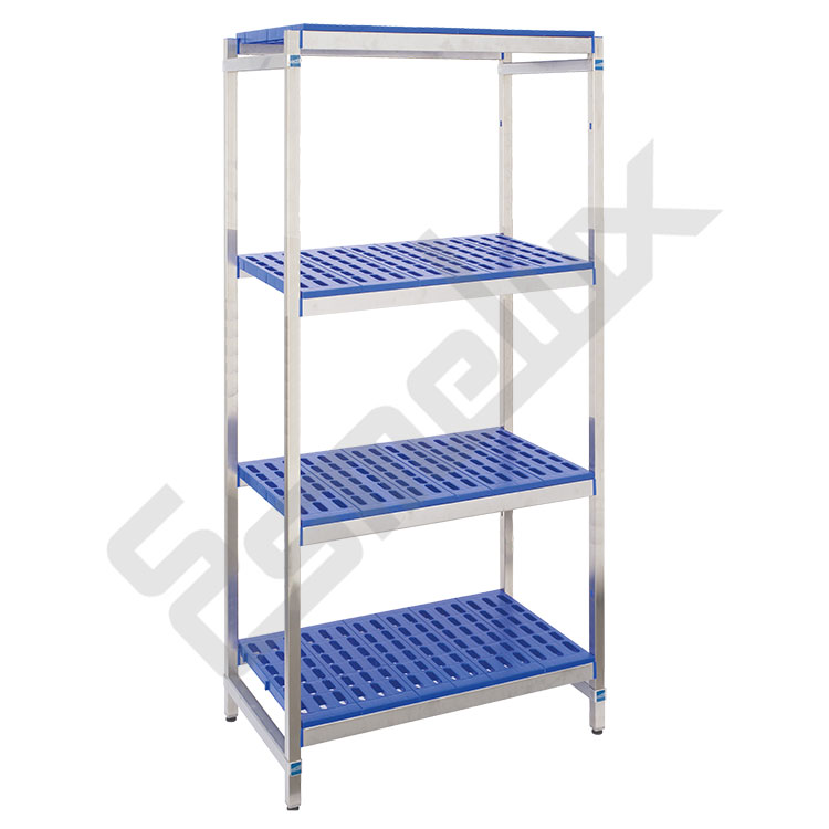 Estanter�a INOX con 4 estantes de polipropileno para el sector alimentario