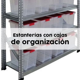 Estanteras con cajas de organizacin