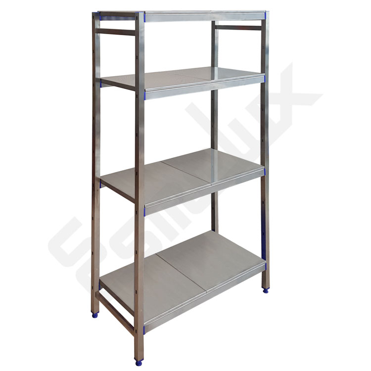M�dulo inicial de estanter�a con 4 estantes de panel liso higi�nicos para c�maras fr�as