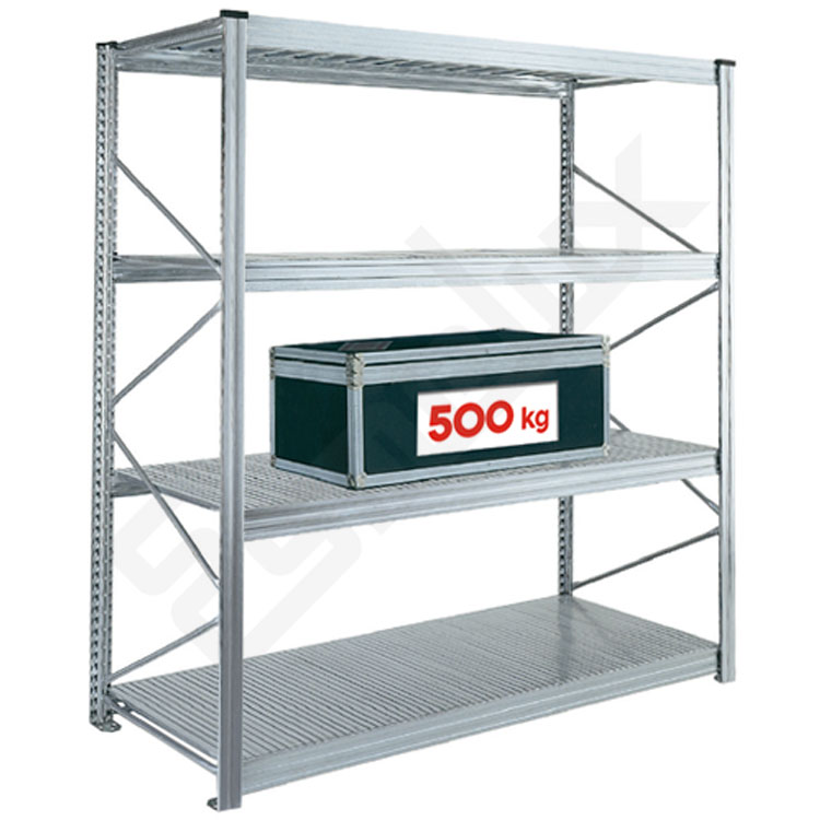 Estanter�a de acero galvanizado para pesos pesados con 4 estantes que soportan hasta 500 kg de carga