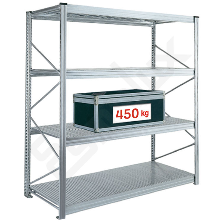 M�dulos de estanter�as met�licas profesionales para uso industrial. Con 4 estantes para carga pesada