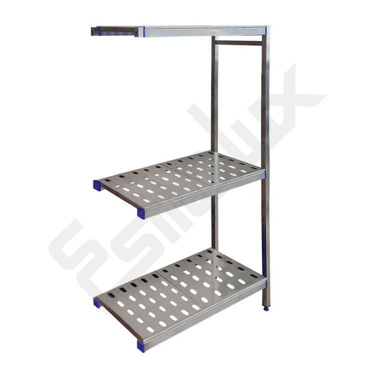 M�dulo adicional de estanter�a inox gama MB. 3 nieles con paneles perforados.