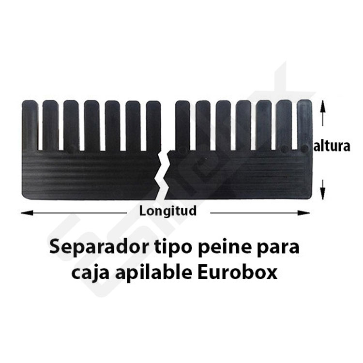 Separador de tipo peine para cajas Eurobox. Medidas: 354 x 140 mm
