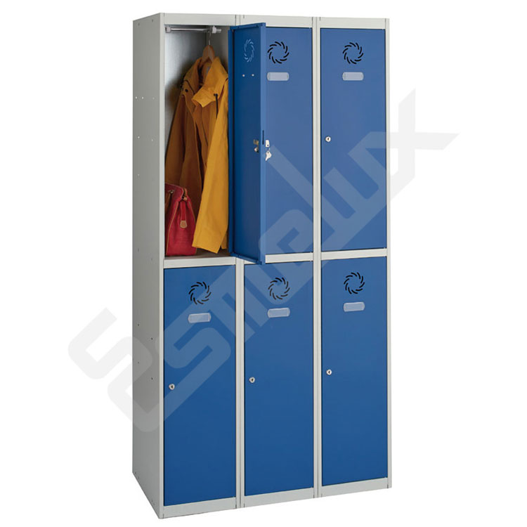Taquillas met�licas para vestuarios y colegios. Bloque de 2 x 3 puertas o casilleros con llave