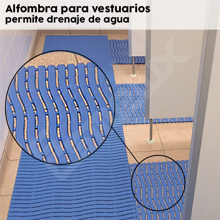 Alfombra para vestuarios que permite el drenaje de agua
