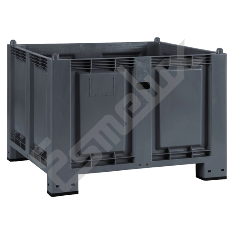 Ref. 50259.Contenedor en polipropileno. Dimensiones: 1.200 x 800 x 850 mm. Capacidad 600 litros. Carga 500 kg. Carga apilado hasta 2.000 kg. Con posibilidad de accesorios varios como tapa, ruedas de 160 mm de diámetro, grifo, tapón . Contenedor de polipropileno de 550 litros
