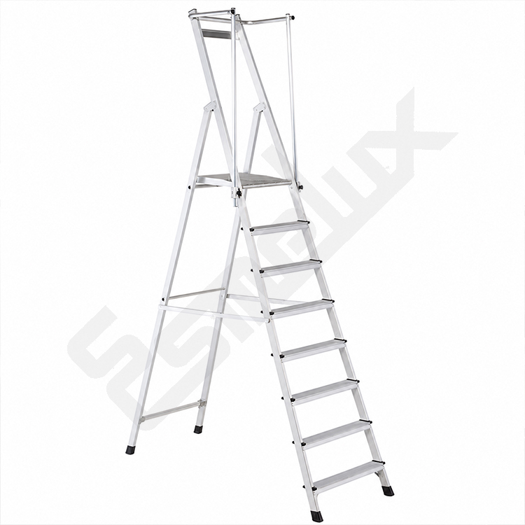 Escalera plegable de tijera con 8 pelda�os fabricada en aluminio