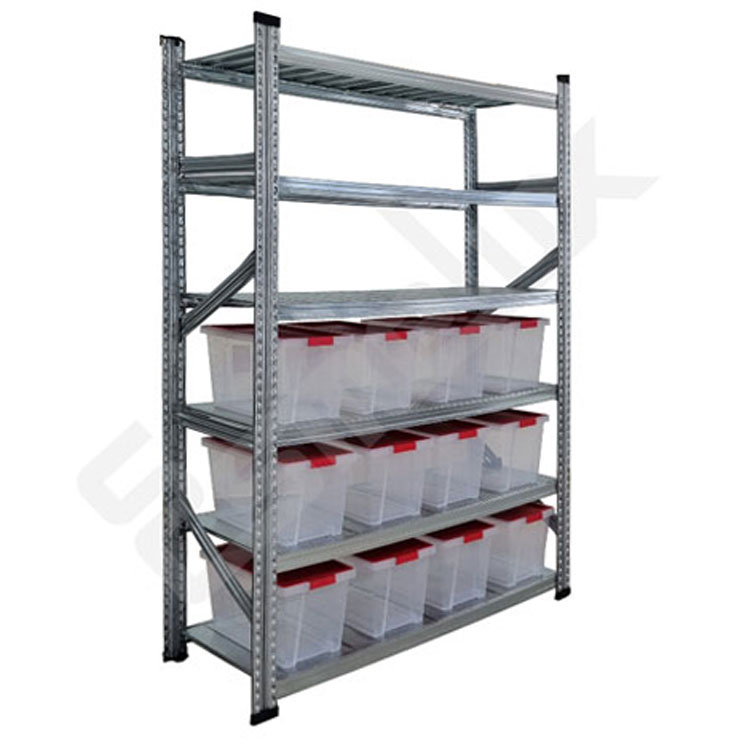 Estanter�a met�lica con 6 estantes y 12 cajas para organizaci�n de productos