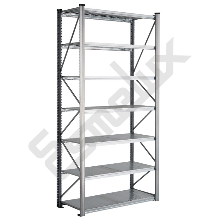 Estanter�a met�lica de 2,5 metros de alto con 7 estantes de 40 cm de fondo. Incluye sujeci�n a pared