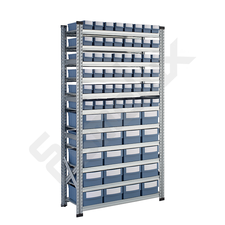 Estanter�a con 11 estantes y cajones RGB para clasificar piecer�a, tornillos, tuercas, etc.