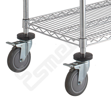 Ruedas de 125 mm de di�metro con freno para carros cromados