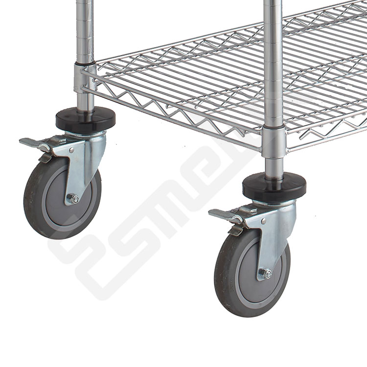 Ruedas de 125 mm de di�metro con freno para carros cromados