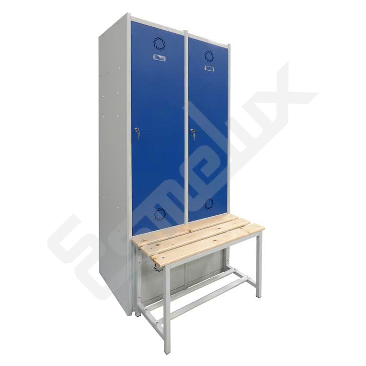 Taquilla de 2 puertas con banco de vestuario incorporado