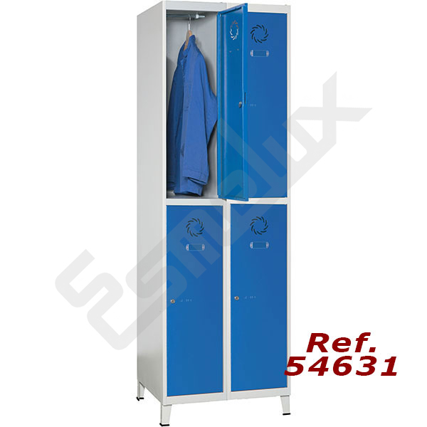 Taquillas de vestuario Megablok 2 x 2 puertas con cerradura de llave