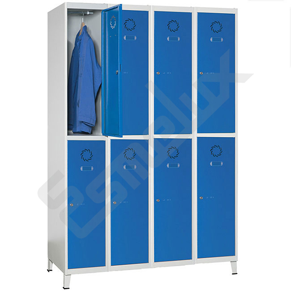 Taquilla de vestuarios para personal de empresas. 2 x 4 puertas con cerradura de llave