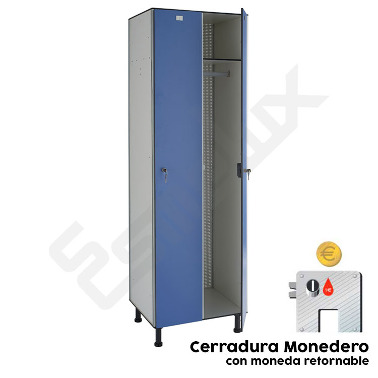 Taquilla de 1 x 2 puertas fen�licas con cuerpo de melamina. Alta resistencia a la humedad. Cerradura de moneda